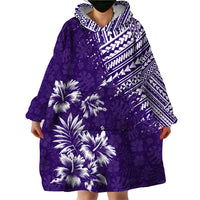 Hawaii Summer Wearable Blanket Hoodie Mix Polynesian Purple LT6 - Wonder Print Shop