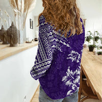 Hawaii Summer Women Casual Shirt Mix Polynesian Purple LT6 - Wonder Print Shop