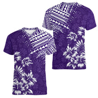 Hawaii Summer Women V Neck T Shirt Mix Polynesian Purple LT6 - Wonder Print Shop