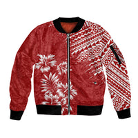 Hawaii Summer Sleeve Zip Bomber Jacket Mix Polynesian Red LT6 - Wonder Print Shop