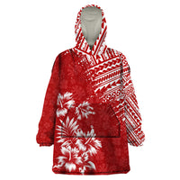 Hawaii Summer Wearable Blanket Hoodie Mix Polynesian Red LT6 - Wonder Print Shop