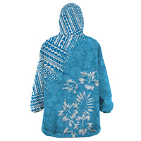 Hawaii Summer Wearable Blanket Hoodie Mix Polynesian Light Blue LT6 - Wonder Print Shop