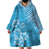 Hawaii Summer Wearable Blanket Hoodie Mix Polynesian Light Blue LT6 - Wonder Print Shop