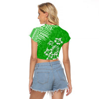 Hawaii Summer Raglan Cropped T Shirt Mix Polynesian Green LT6 - Wonder Print Shop
