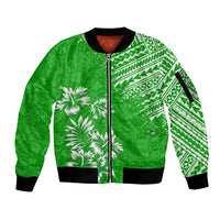 Hawaii Summer Sleeve Zip Bomber Jacket Mix Polynesian Green LT6 - Wonder Print Shop