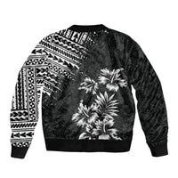 Hawaii Summer Sleeve Zip Bomber Jacket Mix Polynesian Black LT6 - Wonder Print Shop