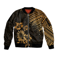 Hawaii Summer Sleeve Zip Bomber Jacket Mix Polynesian Gold LT6 - Wonder Print Shop