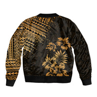 Hawaii Summer Sleeve Zip Bomber Jacket Mix Polynesian Gold LT6 - Wonder Print Shop