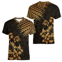Hawaii Summer Women V Neck T Shirt Mix Polynesian Gold LT6 - Wonder Print Shop