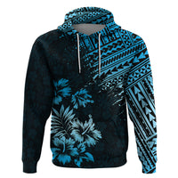 Hawaii Summer Hoodie Mix Polynesian Black-Blue LT6 - Wonder Print Shop