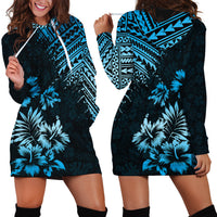 Hawaii Summer Hoodie Dress Mix Polynesian Black-Blue LT6 - Wonder Print Shop