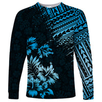 Hawaii Summer Long Sleeve Shirt Mix Polynesian Black-Blue LT6 - Wonder Print Shop