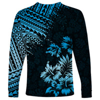 Hawaii Summer Long Sleeve Shirt Mix Polynesian Black-Blue LT6 - Wonder Print Shop