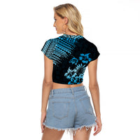 Hawaii Summer Raglan Cropped T Shirt Mix Polynesian Black-Blue LT6 - Wonder Print Shop