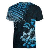 Hawaii Summer Women V Neck T Shirt Mix Polynesian Black-Blue LT6 - Wonder Print Shop