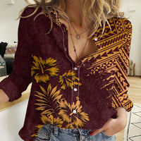 Hawaii Summer Women Casual Shirt Mix Polynesian Brown LT6 - Wonder Print Shop