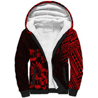 Hawaii Summer Sherpa Hoodie Mix Polynesian Black-Red LT6 - Wonder Print Shop