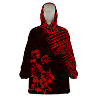 Hawaii Summer Wearable Blanket Hoodie Mix Polynesian Black-Red LT6 - Wonder Print Shop