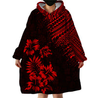 Hawaii Summer Wearable Blanket Hoodie Mix Polynesian Black-Red LT6 - Wonder Print Shop