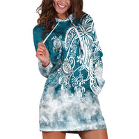 Polynesian Sea Turtle Hoodie Dress Tribal LT6 - Wonder Print Shop