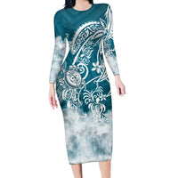 Polynesian Sea Turtle Long Sleeve Bodycon Dress Tribal LT6 - Wonder Print Shop