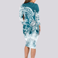Polynesian Sea Turtle Long Sleeve Bodycon Dress Tribal LT6 - Wonder Print Shop