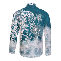 Polynesian Sea Turtle Long Sleeve Button Shirt Tribal LT6 - Wonder Print Shop