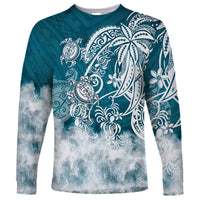 Polynesian Sea Turtle Long Sleeve Shirt Tribal LT6 - Wonder Print Shop
