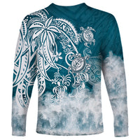 Polynesian Sea Turtle Long Sleeve Shirt Tribal LT6 - Wonder Print Shop