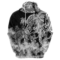 Polynesian Sea Turtle Hoodie Tribal Black LT6 - Wonder Print Shop