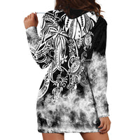 Polynesian Sea Turtle Hoodie Dress Tribal Black LT6 - Wonder Print Shop