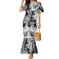 Polynesian Sea Turtle Mermaid Dress Tribal Black LT6 - Wonder Print Shop