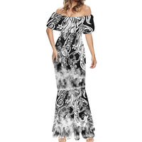 Polynesian Sea Turtle Mermaid Dress Tribal Black LT6 - Wonder Print Shop