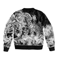 Polynesian Sea Turtle Sleeve Zip Bomber Jacket Tribal Black LT6 - Wonder Print Shop