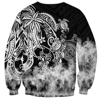 Polynesian Sea Turtle Sweatshirt Tribal Black LT6 - Wonder Print Shop