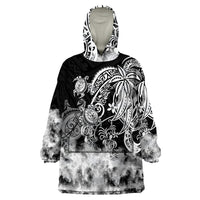 Polynesian Sea Turtle Wearable Blanket Hoodie Tribal Black LT6 - Wonder Print Shop