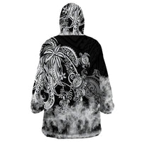Polynesian Sea Turtle Wearable Blanket Hoodie Tribal Black LT6 - Wonder Print Shop