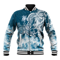 Polynesian Sea Turtle Baseball Jacket Tribal Blue LT6 - Wonder Print Shop