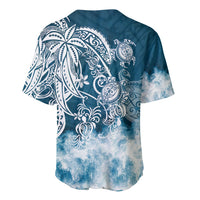 Polynesian Sea Turtle Baseball Jersey Tribal Blue LT6 - Wonder Print Shop