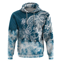 Polynesian Sea Turtle Hoodie Tribal Blue LT6 - Wonder Print Shop