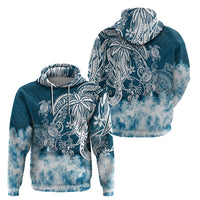 Polynesian Sea Turtle Hoodie Tribal Blue LT6 - Wonder Print Shop