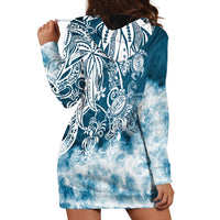 Polynesian Sea Turtle Hoodie Dress Tribal Blue LT6 - Wonder Print Shop