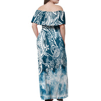 Polynesian Sea Turtle Off Shoulder Maxi Dress Tribal Blue LT6 - Wonder Print Shop