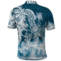 Polynesian Sea Turtle Polo Shirt Tribal Blue LT6 - Wonder Print Shop