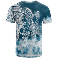 Polynesian Sea Turtle T Shirt Tribal Blue LT6 - Wonder Print Shop