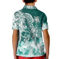 Polynesian Sea Turtle Kid Polo Shirt Tribal Green LT6 - Wonder Print Shop