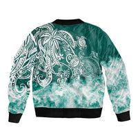 Polynesian Sea Turtle Sleeve Zip Bomber Jacket Tribal Green LT6 - Wonder Print Shop