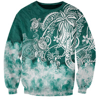 Polynesian Sea Turtle Sweatshirt Tribal Green LT6 - Wonder Print Shop
