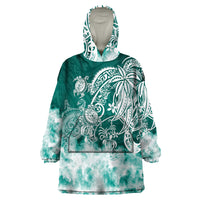 Polynesian Sea Turtle Wearable Blanket Hoodie Tribal Green LT6 - Wonder Print Shop