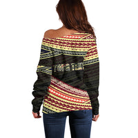 (Custom Personalised) Happy Fathers Day Polynesian Off Shoulder Sweater I Love You Dad LT6 - Wonder Print Shop